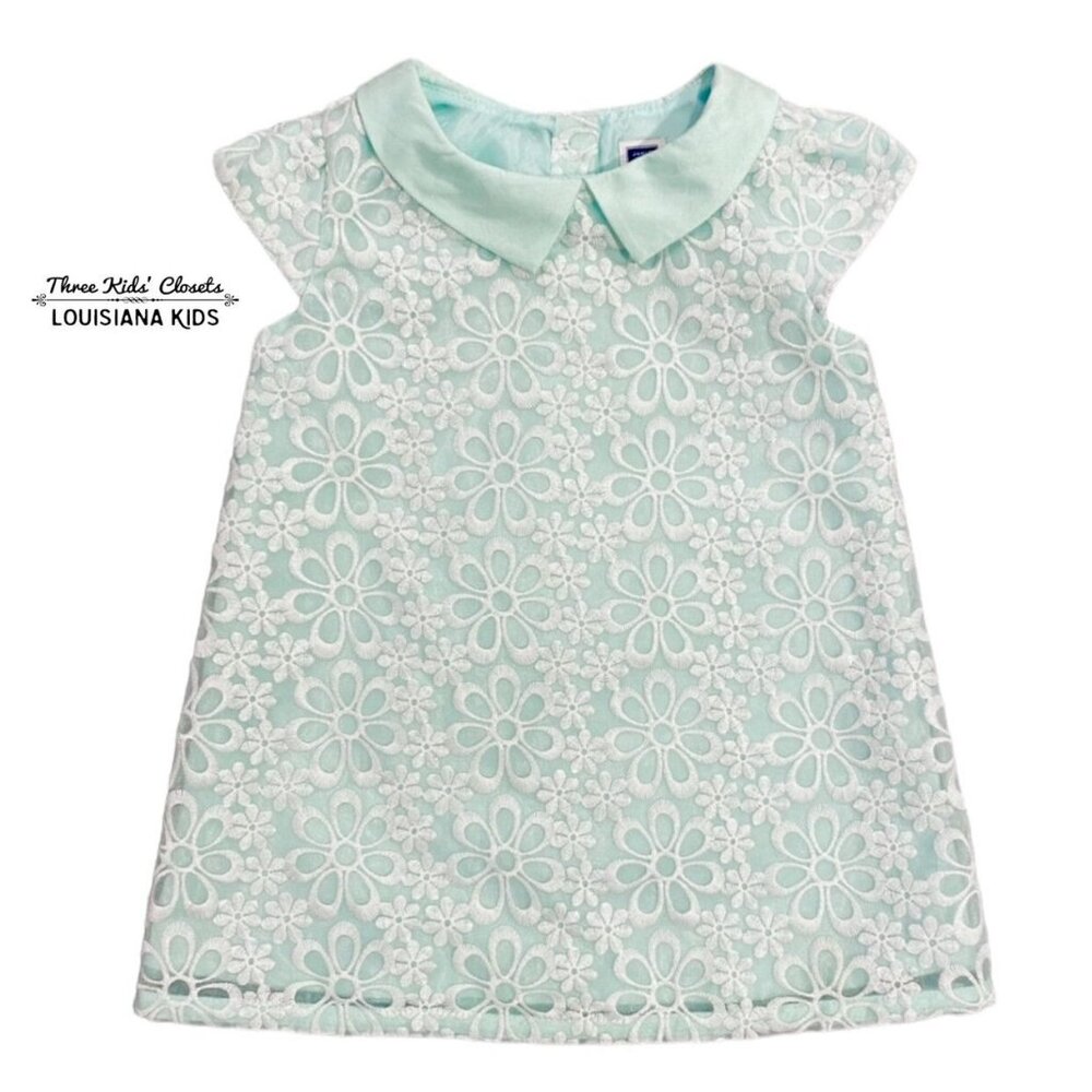 Janie and Jack Mint Green Floral Embroidered Organza Dress
